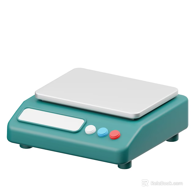 Teal Kitchen Scale With Digital Display White Platform And Colorful Buttons 3d model