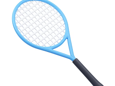 Blue Tennis Racket Sport Equipment With Black Handle And White String 3d model