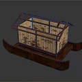 Traditional Classical Water Transport With Red Frame Lattice Windows And Decorative Paintings