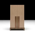 Modern Wooden Wardrobe With Vertical Accent Strip And Elevated Base Design 3d model