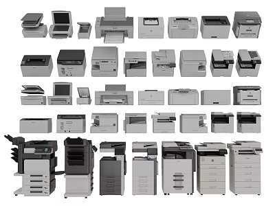 Various Office Electronics Including Different Printers 3d model Various Office Electronics Including Different Printers 3d model
