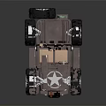 Brown Toy Off Road Vehicle With Large Tires Spare Tire And Tan Seats