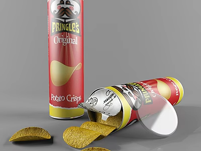 Pringles Original Potato Crisps And Opened Can 3d model