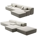 Gray Fabric Modular Sectional Sofa With Versatile Seating Design For Living Room 3d model