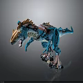 Blue Dinosaur Figure with Orange Head Detailed Texture Claws in Standing Pose 3d model