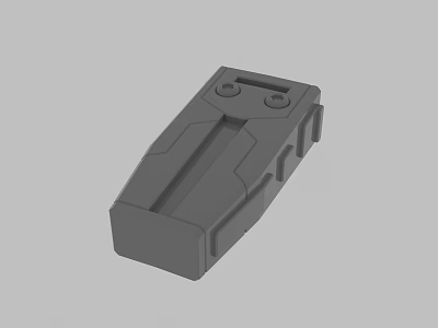 Detailed Gray Rectangular Mechanical Component 3D Model With Circular Holes Groove And Structural Lines 3d model