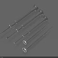 Silver Metal Nails As Hardware Tools With Various Lengths Arranged On Gray Background 3d model
