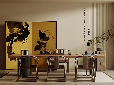 New Chinese Tea Table and Chair Tea Table Big Board Table 3d model
