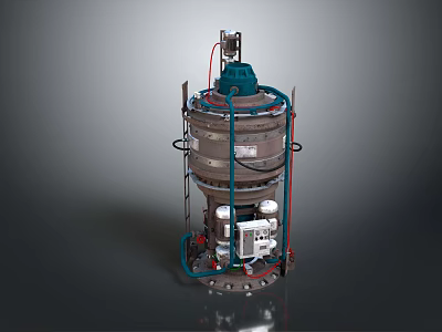 Industrial Machinery With Multi Layer Metal Structure Blue Pipes And Control Unit 3d model