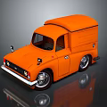 Orange Vintage Cargo Truck With Enclosed Box And Classic Design Elements