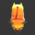 Cartoon Yellow Pug Dog Character Wearing Red Collar With Yellow Stars 3D Animated Model Design