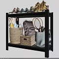 Multi Tier Storage Shelf Organizing Shoes Backpack And Tennis Rackets With Storage Baskets
