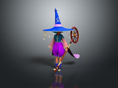 Female Elf Cartoon Witch Magic Witch Magic Girl Magician Elf Mage Warlock Wizard 3d model