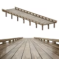 Wooden Road Boardwalk Structure With Wooden Planks Railings And Supporting Posts