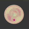 Circular Daily Life Product With Gold Pink Color Central Logo Dotted Pattern And Reflective Surface