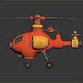 Red Toy Helicopter 3D Model With Yellow Wheels And Rotating Propellers 3d model