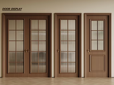 Brown Glass Panel Swing Doors Display With Classic Design And Various Styles 3d model