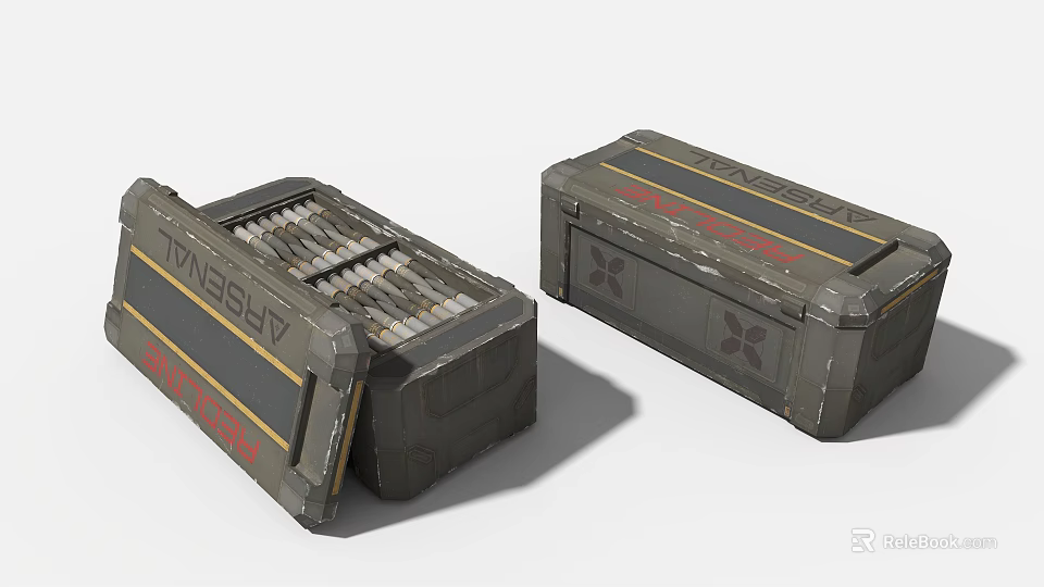 Industrial Equipment Storage Containers With Metal Construction Red Yellow Stripes And Vessel Label 3d model 
