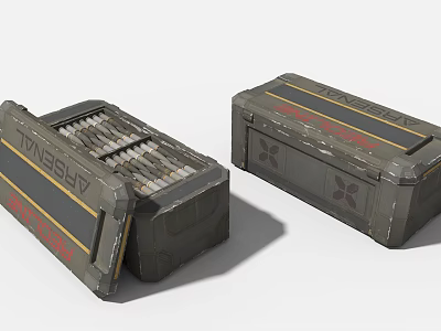Industrial Equipment Storage Containers With Metal Construction Red Yellow Stripes And Vessel Label 3d model