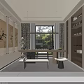 Modern Minimalist Staircase With Light Gray Steps Black Metal Railing Floor Lamp And Indoor Greenery