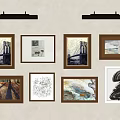 Abstract Paintings Framed Wall Display With Various Art Styles And Creative Designs 3d model