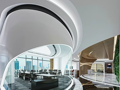 modern public office area office space 3d model