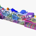 Children's Playground Equipment with Colorful Structures Slide Climbing Nets and Animal Shapes