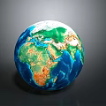 Detailed Earth Globe With Blue Ocean Green Land And White Clouds