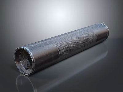 Cylindrical Metal Weapon Barrel With Textured Surface And Reflective Finish 3d model