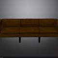 Brown Leather Sofa With Armrests And Wooden Legs For Living Room