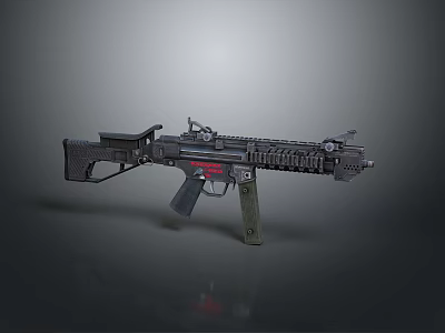 Black Modern Tactical Assault Rifle With Scope Rail System Magazine And Ergonomic Grip 3d model