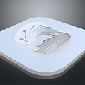 Cartoon Scene With White Square Platform And Wavy 3D Decorative Design On Dark Backdrop