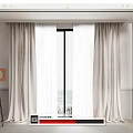 Beige Heavy Curtains With White Sheer Panels For Modern Minimalist Room Windows Floor Length