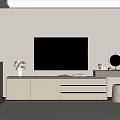 Modern Light Colored TV Stand With Drawers And TV In Living Room Interior
