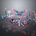 Cold weapons Sword Axe Hook Fork Spear Trident Melee Weapon Military 3d model