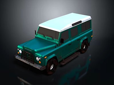 Green Body White Roof Classic Off Road SUV with Rugged Exterior Design 3d model