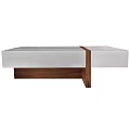 Sleek Modern Coffee Table Design With White Top And Walnut Wood Frame 3d model
