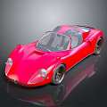 Red Vintage Sports Car With Sleek Design Two Door On Shiny Black Background And Reflection