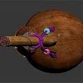 Traditional Household Tool With Long Wooden Handle Wooden Container And Colorful Rope Decoration