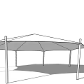 Modern Tensile Membrane Structure With Supporting Poles And Outdoor Shade