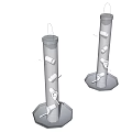 Two Black Cylindrical Devices With Hexagonal Bases Standing On Gray Background 3d model