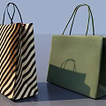 Fashionable Shopping Bags With Black And White Striped And Green Solid Color Design