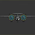 Light Blue Military Aircraft with Twin Propellers Radar Dome and Red Wing Markings