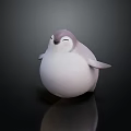 Cute Chubby Penguin Doll With Closed Eyes And Smooth Surface On Dark Background