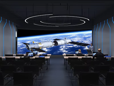 Exhibition Hall Large Screen Aerospace Laboratory Flight Simulator Conference 3d model