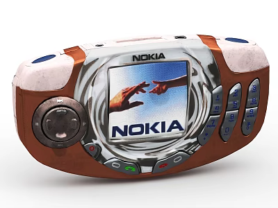 Nokia Retro Mobile Phone With Classic Design And Touching Hands Screen 3d model
