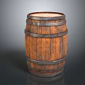 Vintage Wooden Barrel With Metal Hoops For Home Decor And Storage