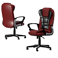 Modern Red Leather Massage Chair With Ergonomic Backrest Armrests And Rolling Wheels