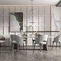Modern Dining Table Chair Combination Dining Table Chair 3d model