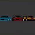 Colorful Toy Sports Cars With Sporty Design Blue Red And Yellow